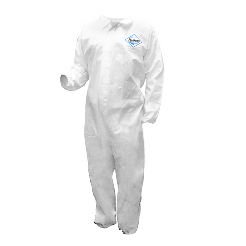 PROWORKS BREATHABLE LIQUID &amp;
PARTICULATE COVERALL, 
MICROPOROUS MATERIAL - LRG 
WHITE (12/CS)