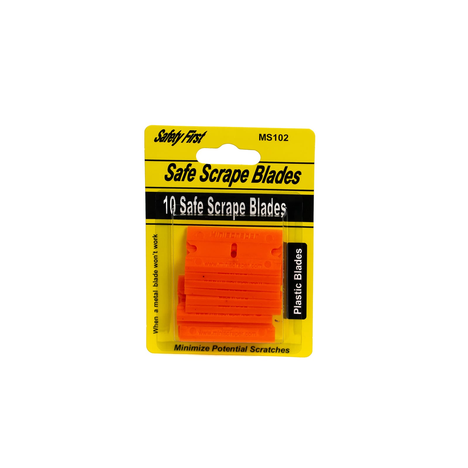 Product MSC 102: SAFE SCRAPE DELRIN PLASTIC BLADES (10/PK)- ORANGE