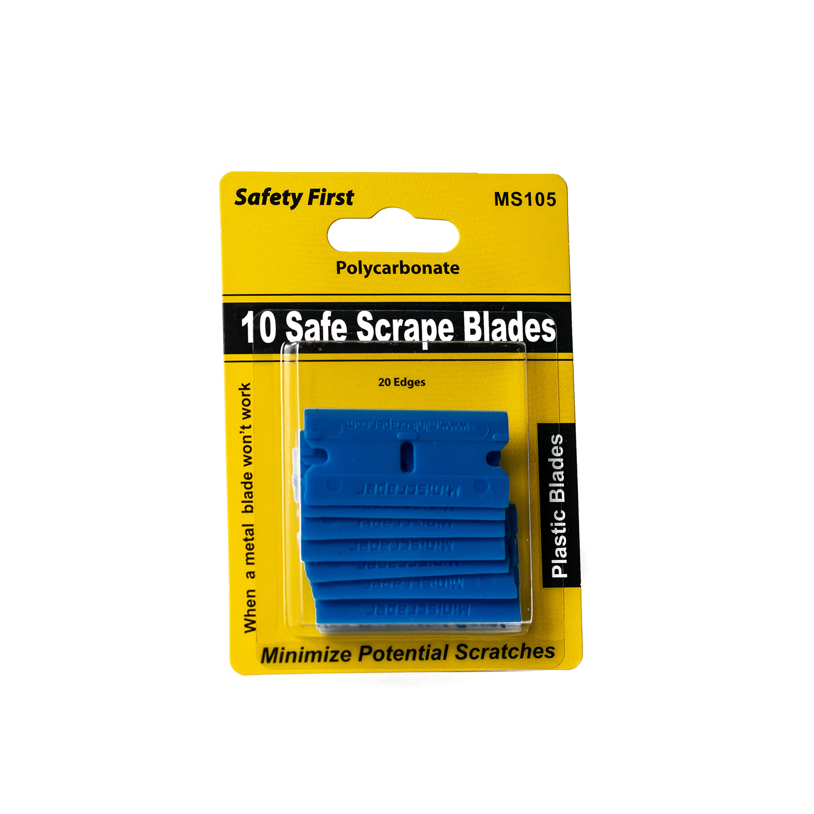 Product MSC 105: POLYCARBONATE SAFE SCRAPE BLADES (10/PK) - BLUE
