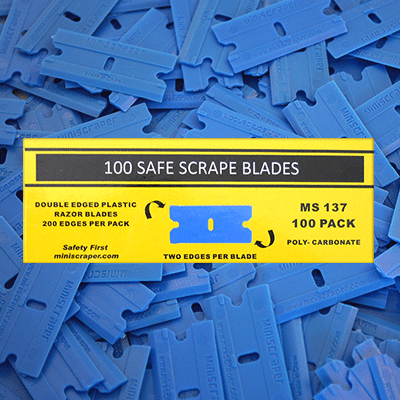 Product MSC 137: POLYCARBONATE SAFE SCRAPE BLADES (100/PK) - BLUE