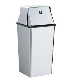 13 GAL STAINLESS STEEL WASTE RECEPTACLE WITH HINGED TOP