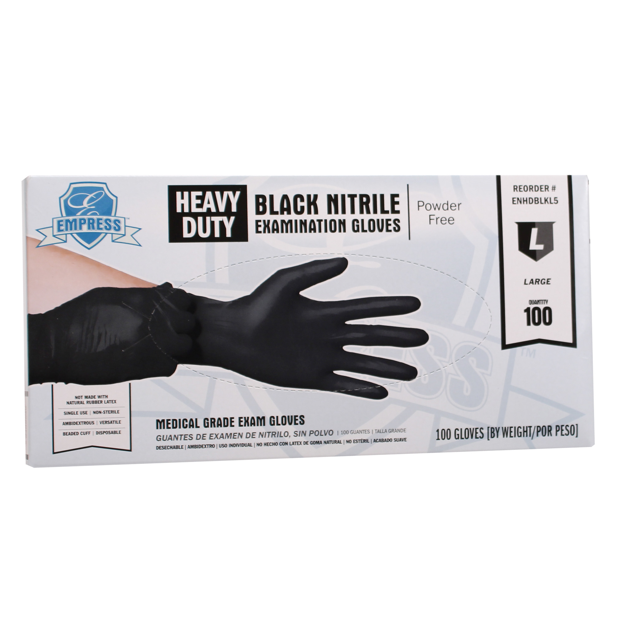 EMPRESS HD NITRILE 5MIL LG  DISP. GLOVES - BLACK (10BX/CS)
