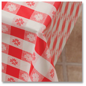 54&quot;X108&quot; RED GINGHAM PLASTIC TABLECOVER (12/CS)