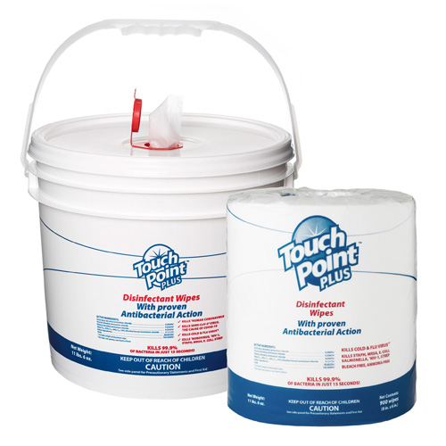 TOUCHPOINT PLUS DISINFECTANT 
WIPES, 1ROLL X 900WIPES 
(8&quot;X6&quot;) AND DISP. BUCKET