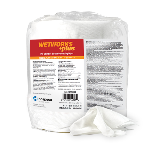 WETWORKS PLUS PRE-SATURATED  SURFACE DISINFECTING WIPES 