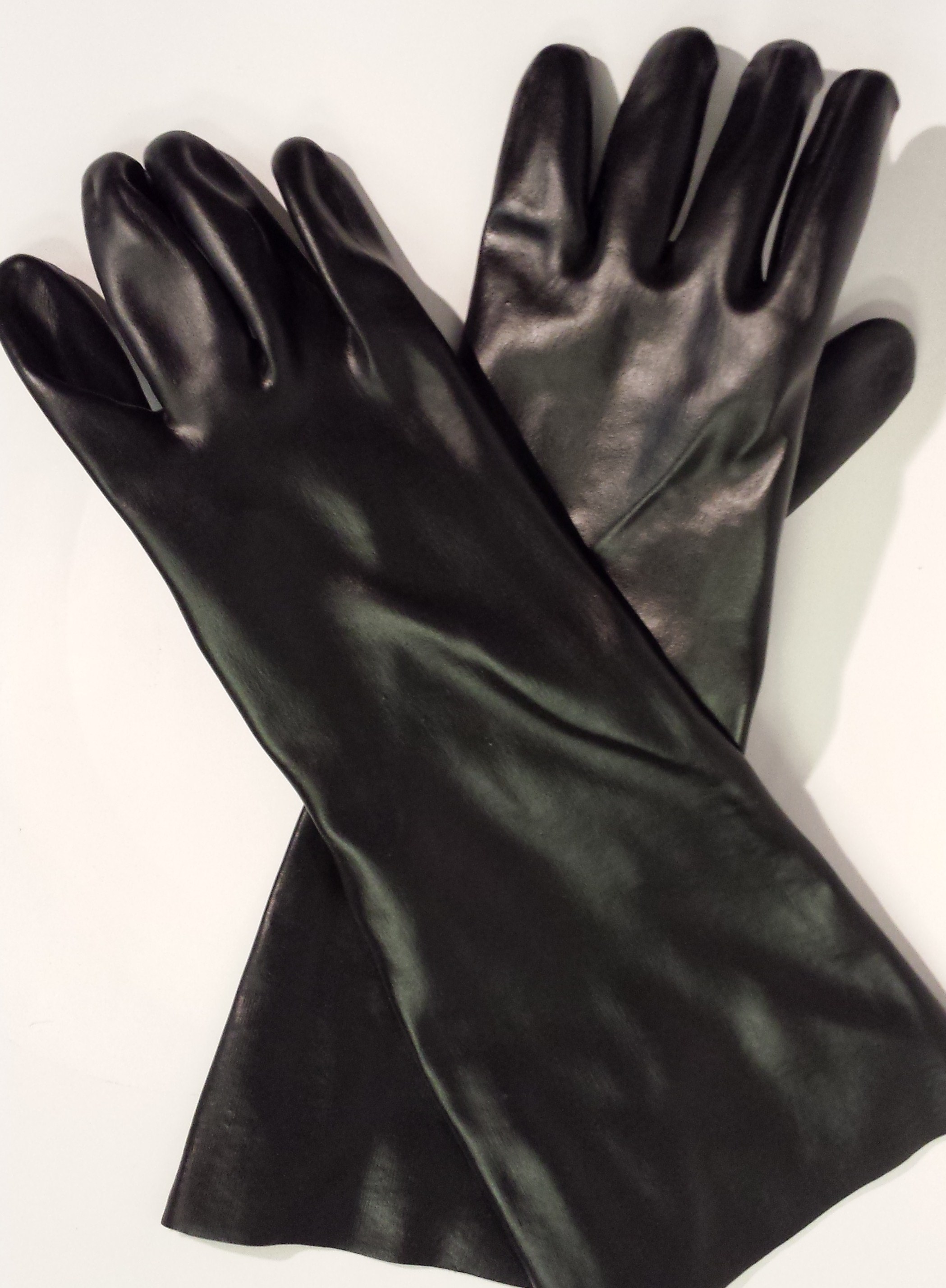 18&quot; LINED SINGLE DIP PVC GLOVES - LARGE