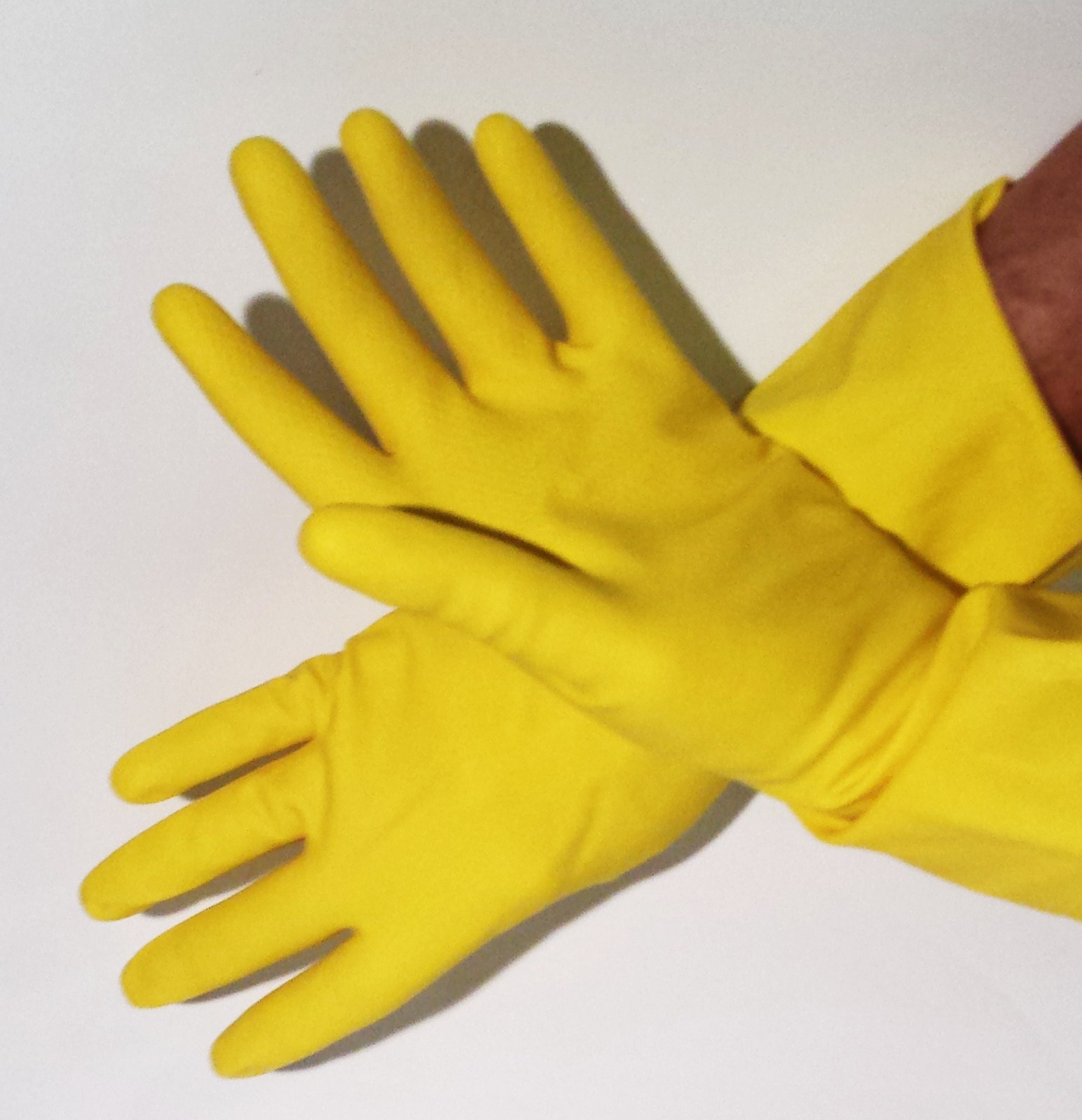 FLOCK LINED LATEX GLOVES - LARGE 9-9 1/2 - YELLOW 