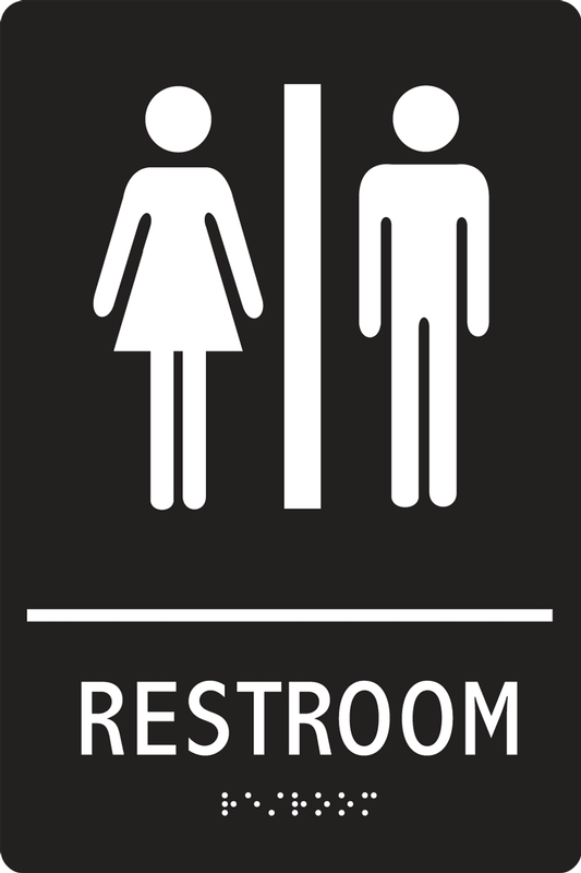 SIGN 9X6 UNISEX RESTROOM ADA  BRAILE TACTILE BLK/WHT