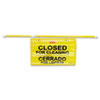 HANGING SIGN &quot;CLOSED FOR CLEANING&quot; BILINGUAL - YELLOW
